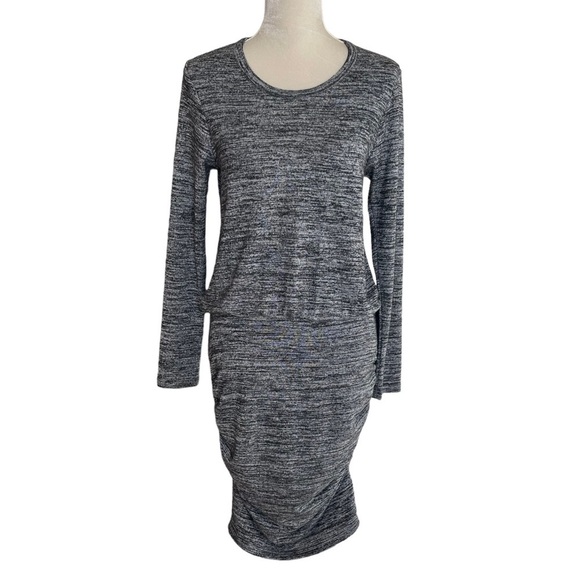 Sundry Women’s Heather Gray Knit Blouson Ruched Dress Size 1 Regular Size S - Picture 2 of 12